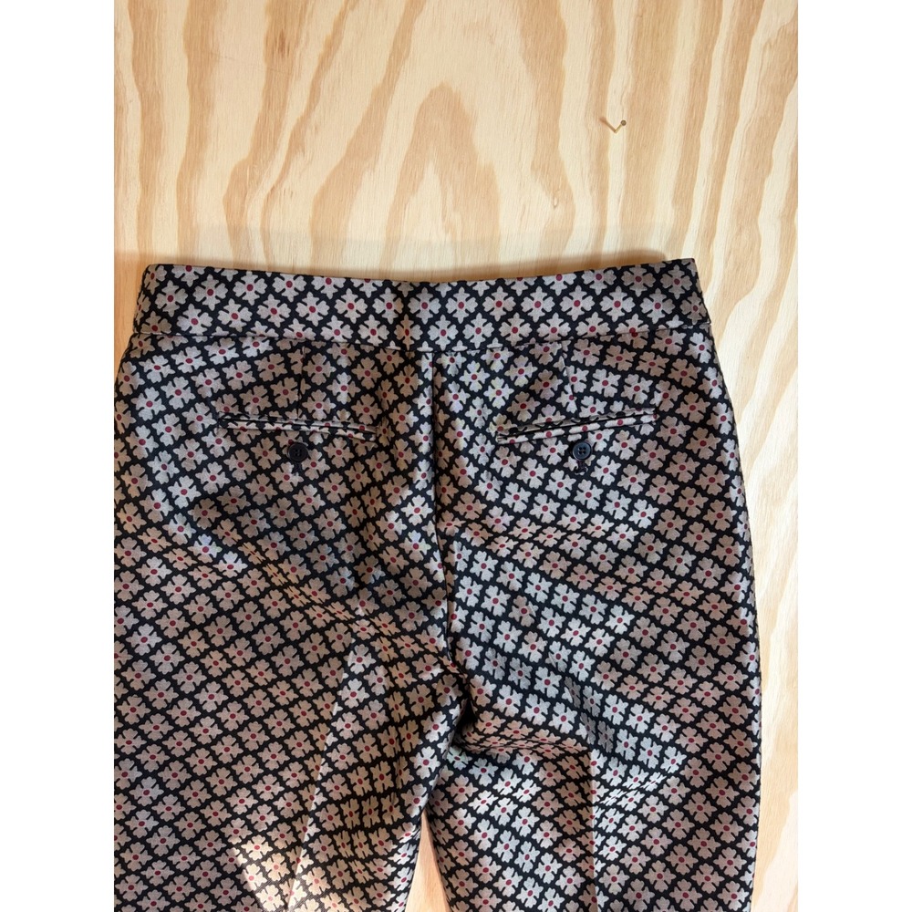 Talbots Womens Geometric Floral Jacquard Ankle Pants Black Tan Red Size 4 06/14 - Picture 6 of 8